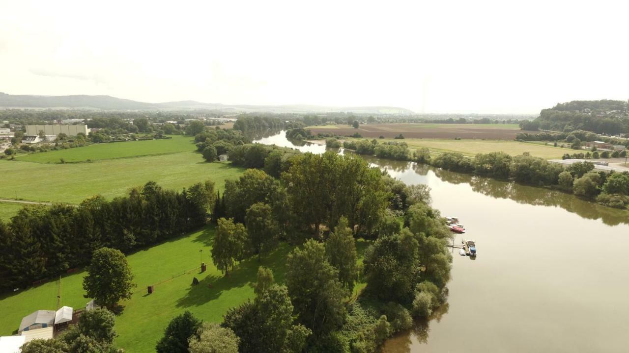 Weserwohnung - Bootshaus Urlaub Am Wasser Hamelin Kültér fotó
